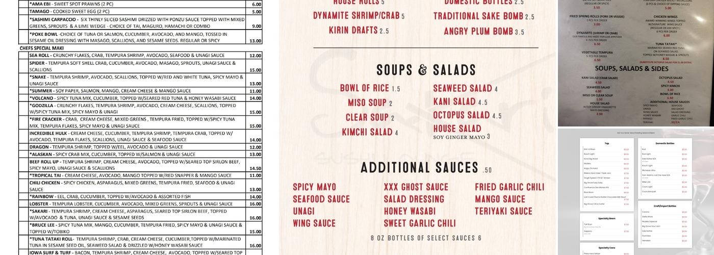 Sakari Sushi Lounge Menu