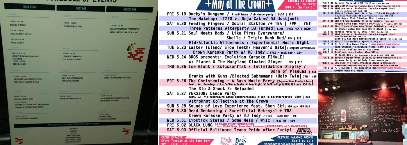 The Crown Baltimore Menu