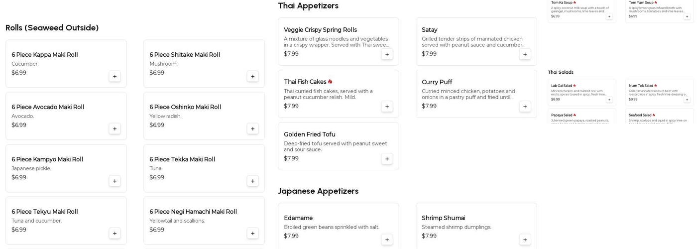 Panida Thai & Sushi Bar Menu