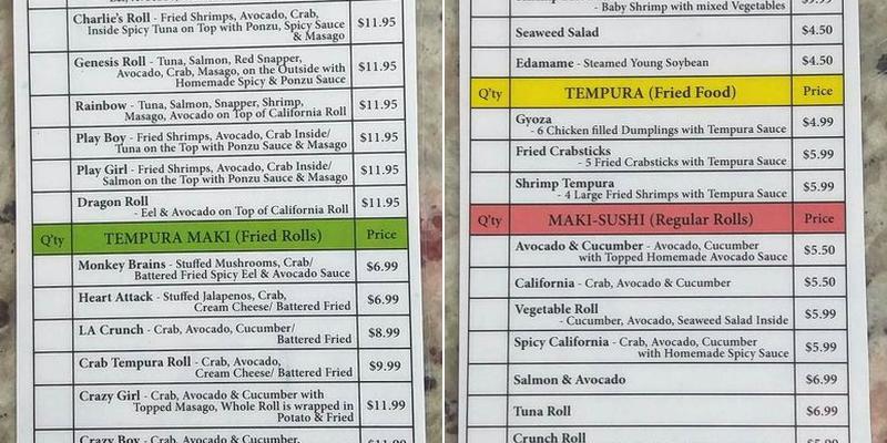 Ichiban Japanese Grill Menu