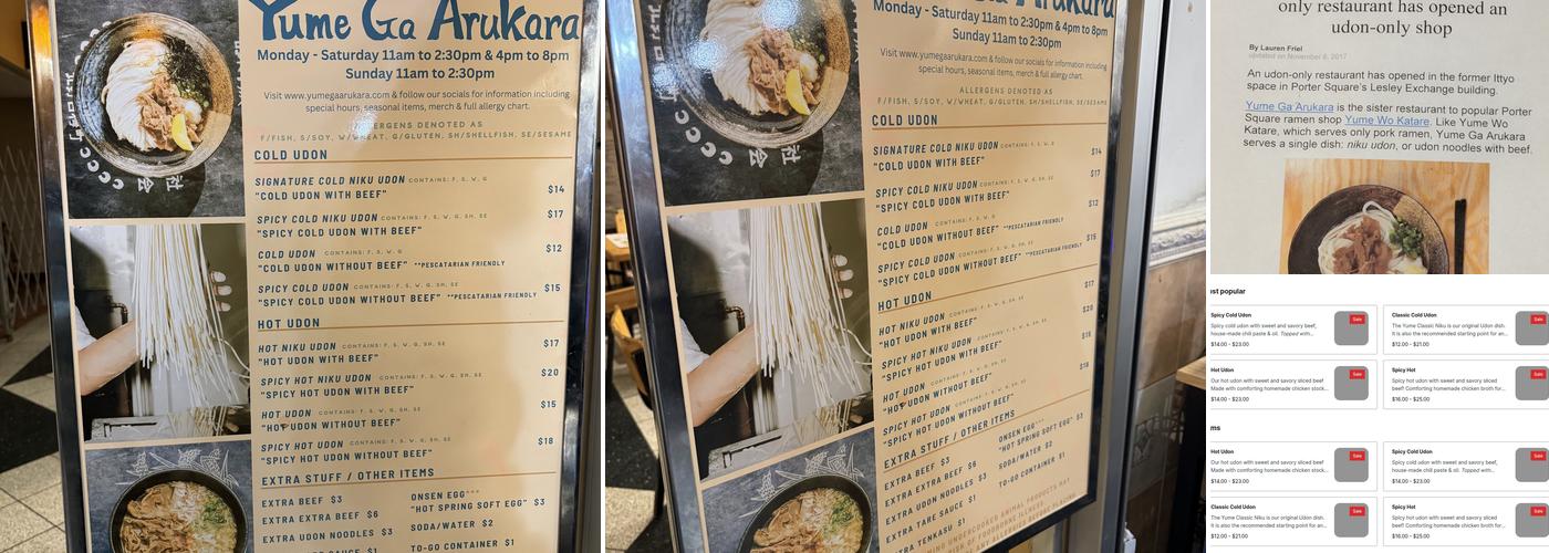 Yume Ga Arukara Menu