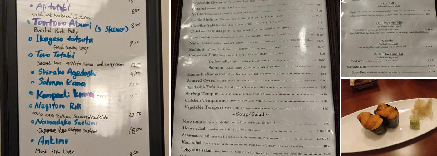 Taka Sushi Menu