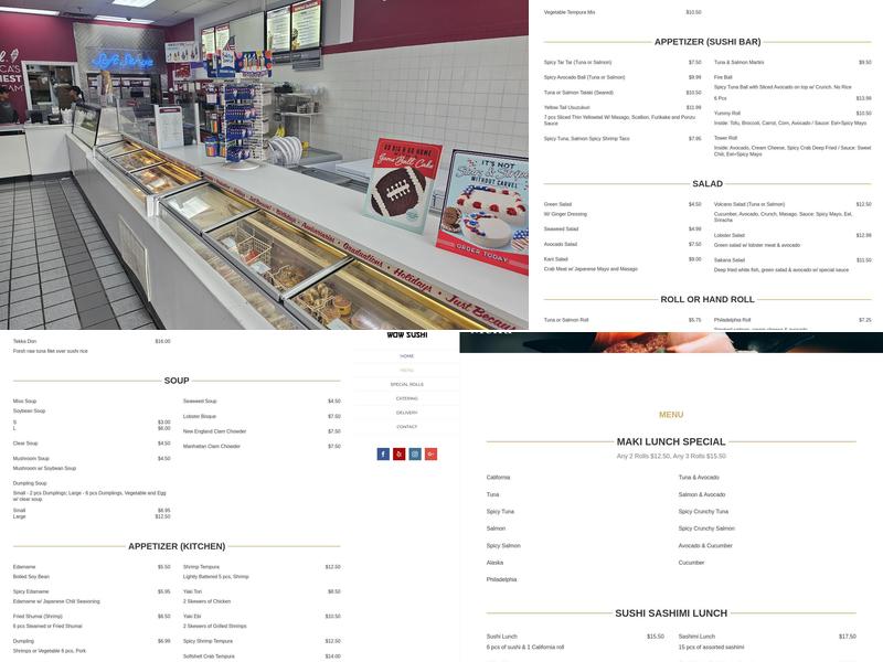 Wow Sushi Menu