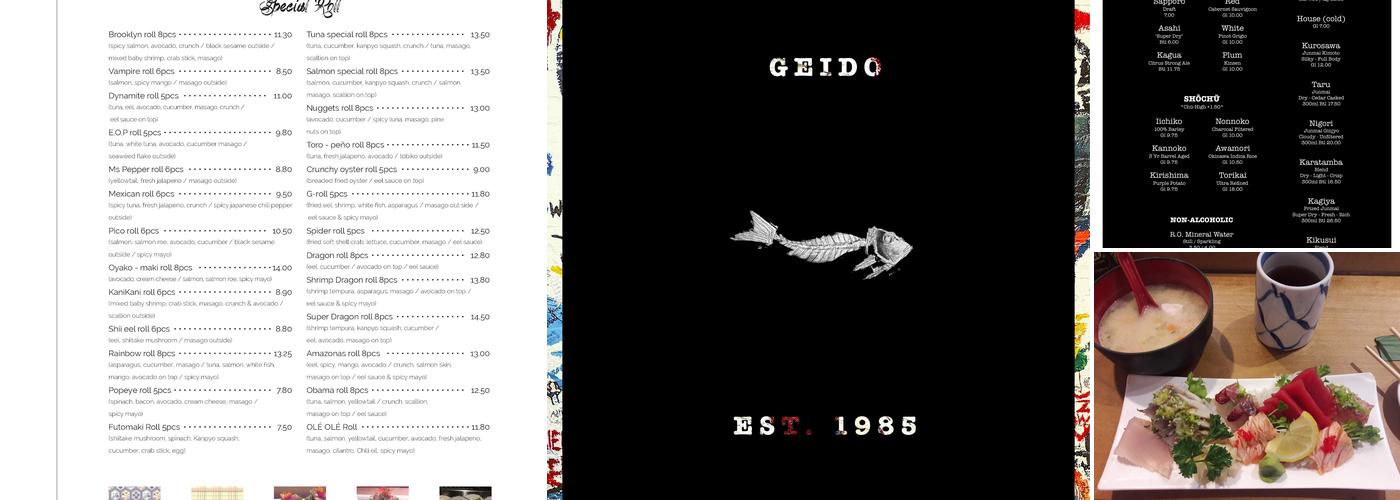 GEIDŌ Menu