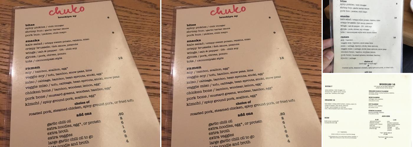 Chuko Menu