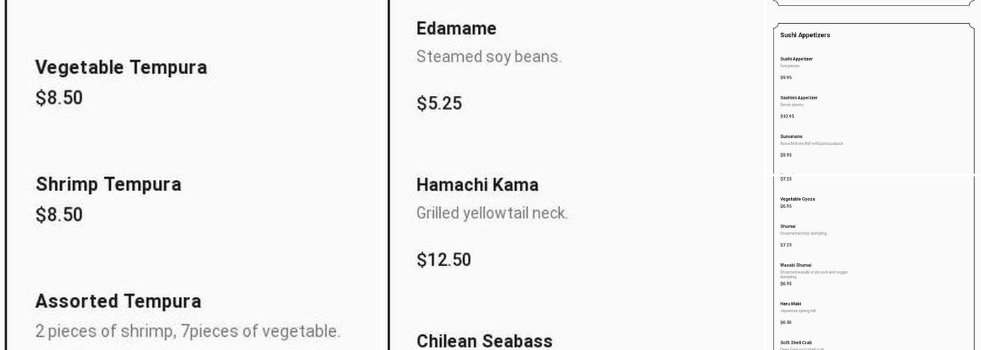 Osaka Menu