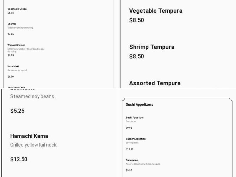 Osaka Menu