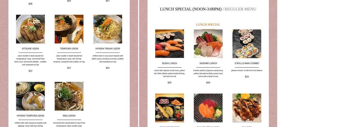 SUSHI YOSHIZAWA (Former Zawa Japanese) Menu