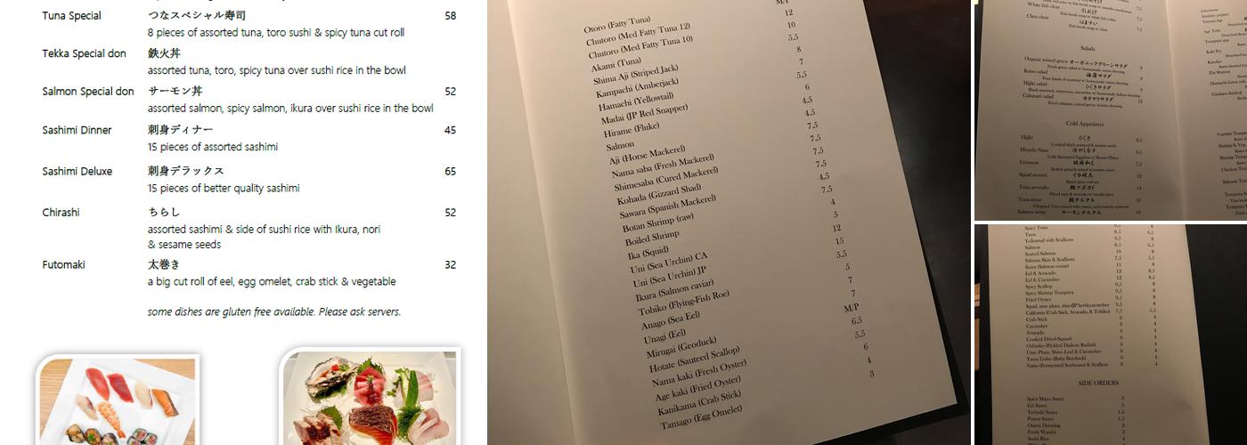 Sushi Ryusei Menu