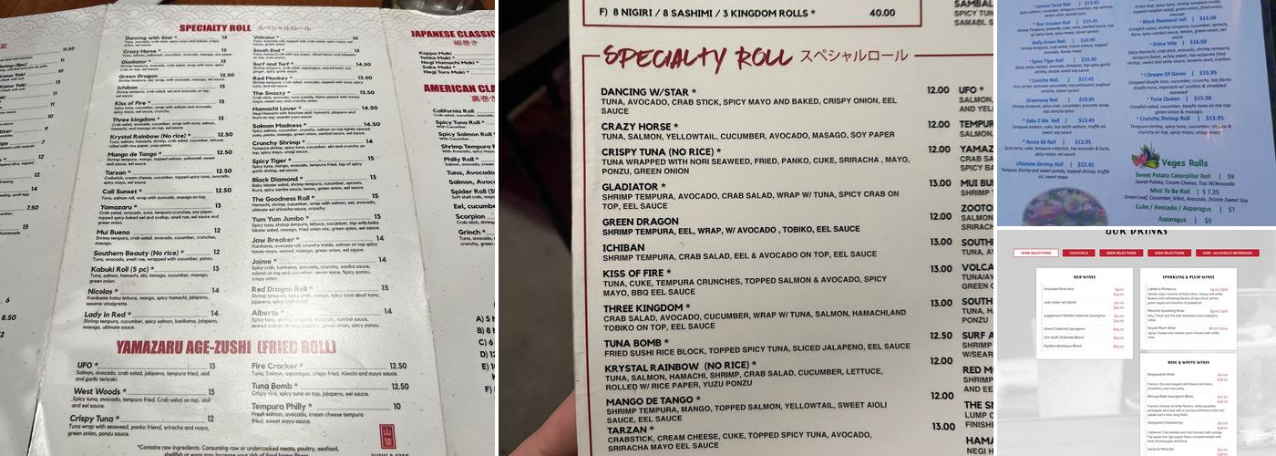 Yamazaru Sushi & Sake Menu