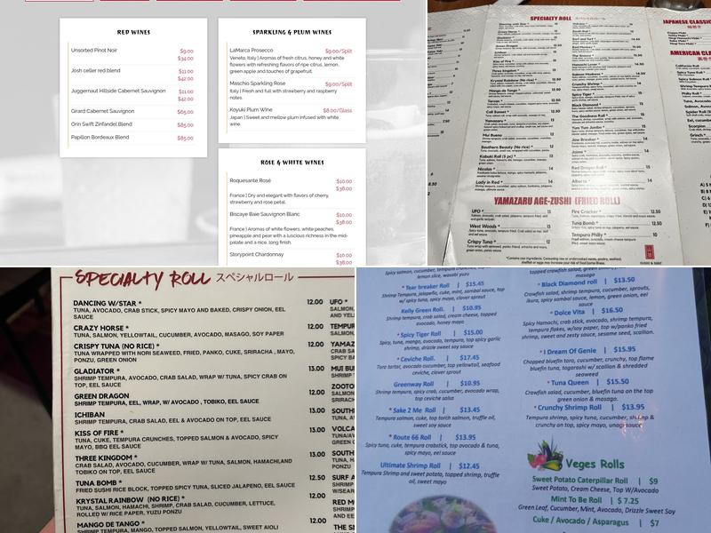 Yamazaru Sushi & Sake Menu