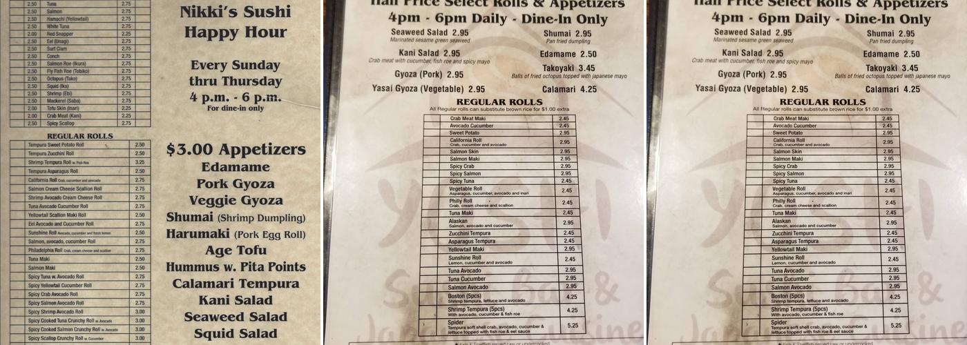 Yoshi Sushi Bar and Japanese Cuisine Menu