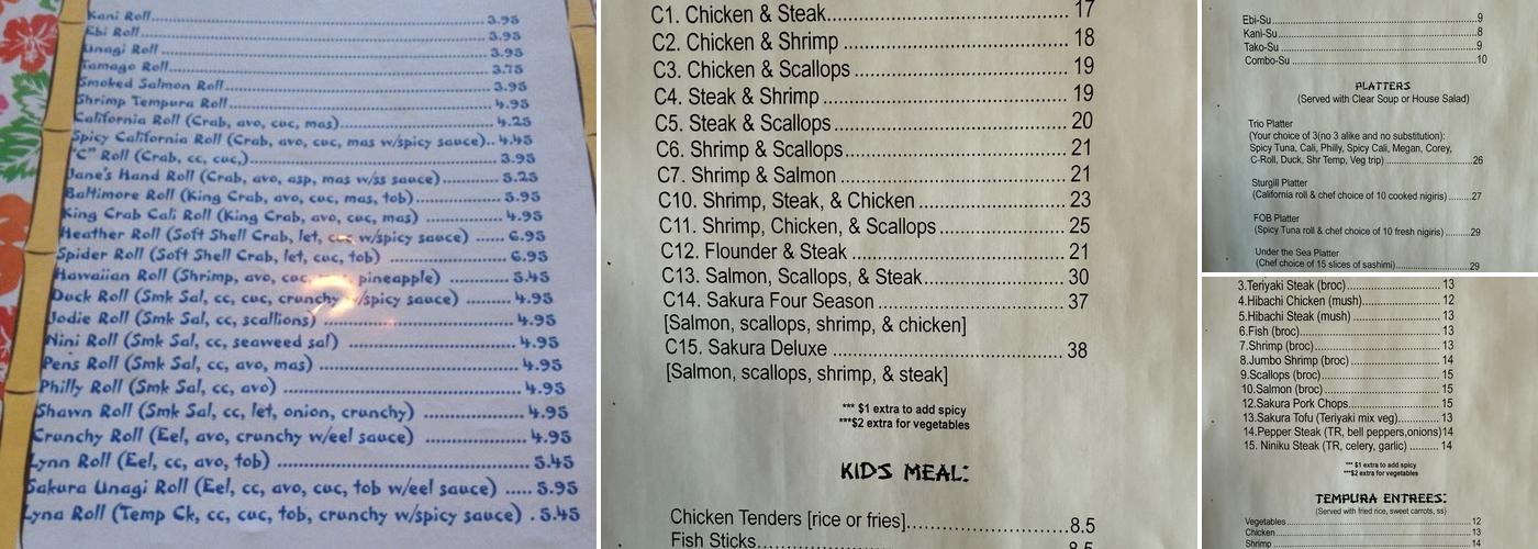 Sakura Menu