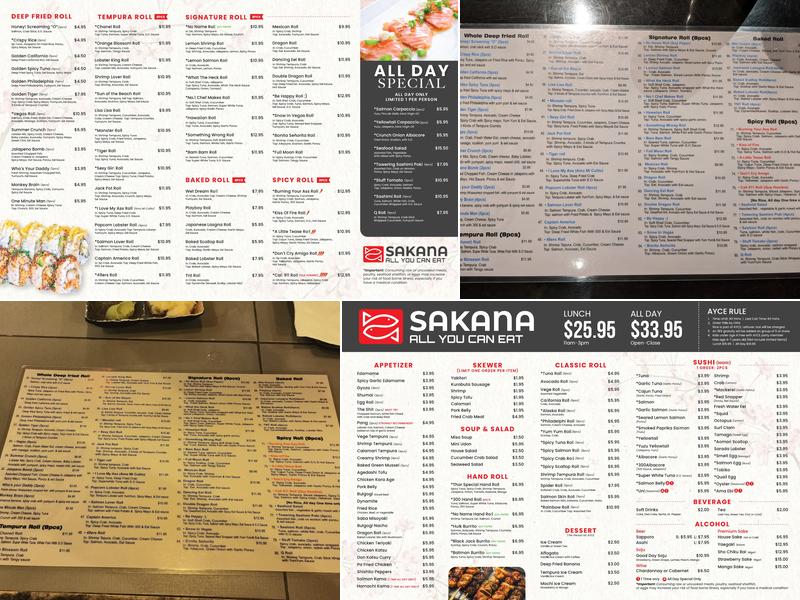 Sakana Sushi Menu