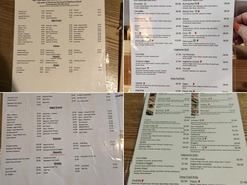 Hinoki Sushi Menu