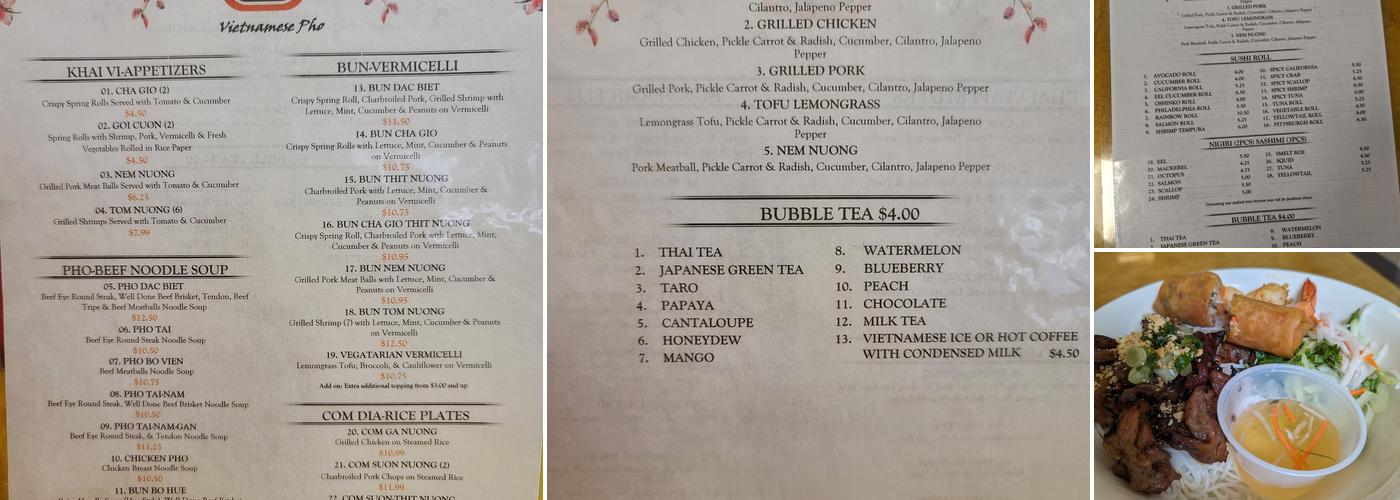 Maiku Vietnamese Pho Menu
