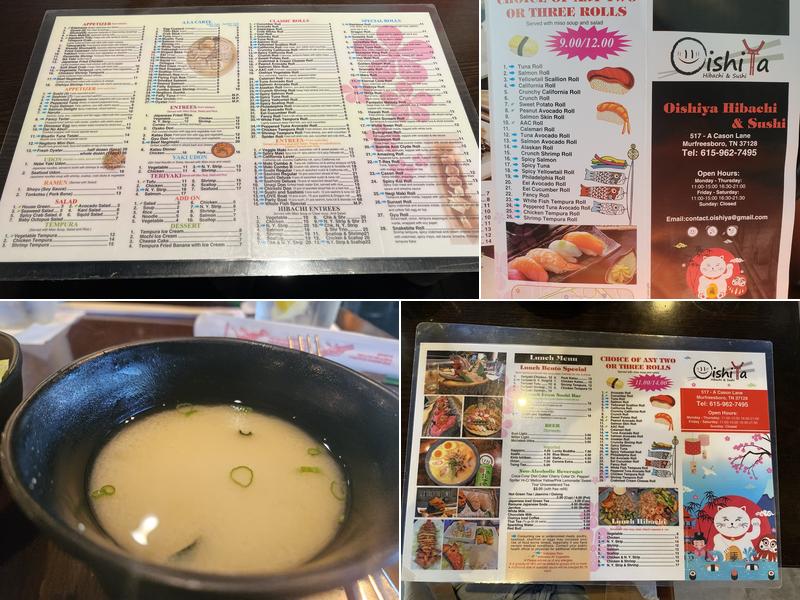 Oishiya hibachi & sushi Menu