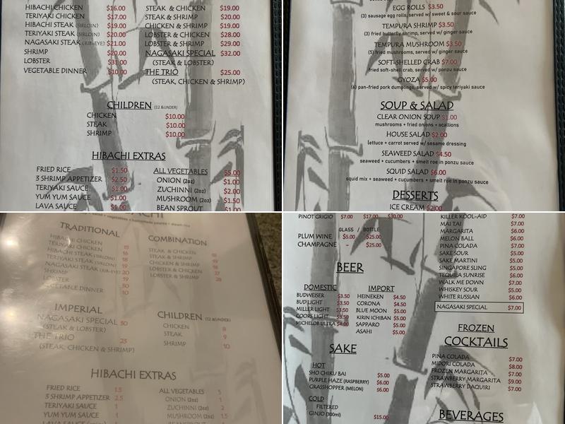 Nagasaki Inn Menu