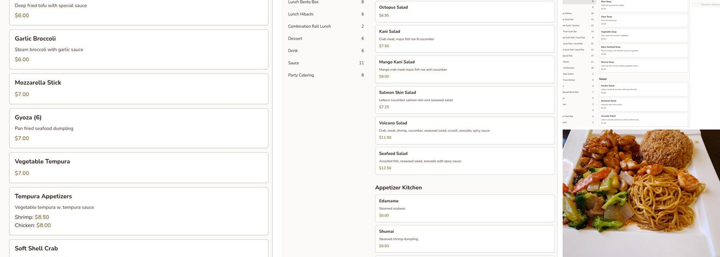 Sakura Japanese Sushi & Hibachi Menu