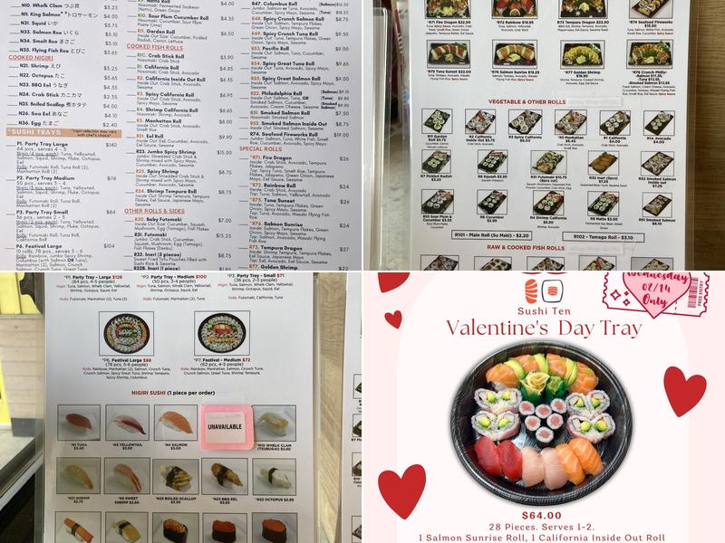 sushi ten Menu