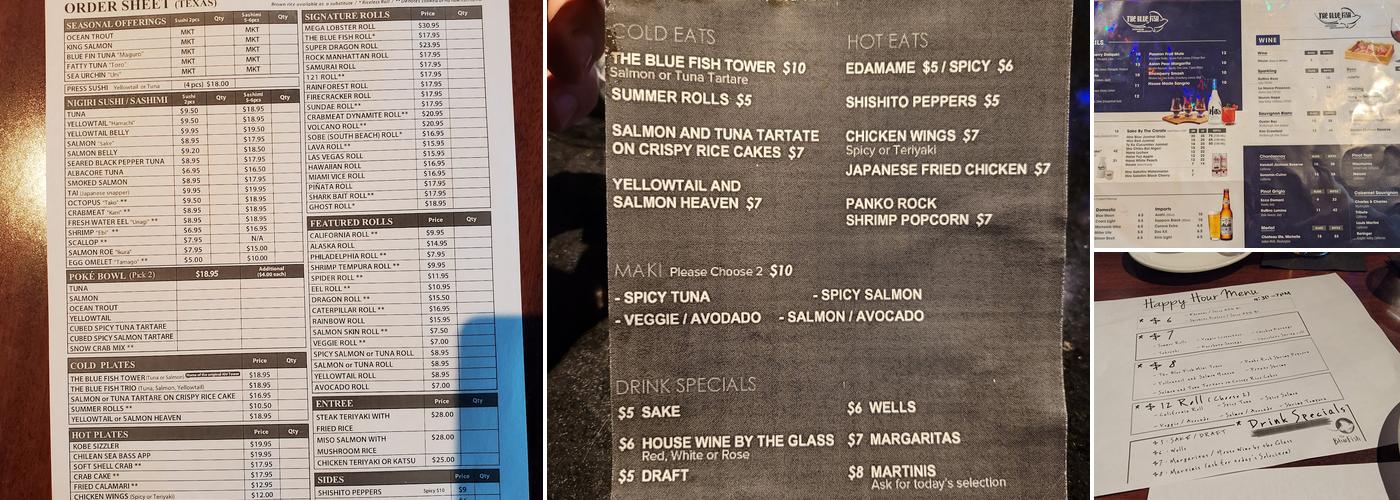 The Blue Fish Menu