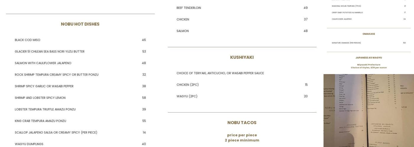 Nobu Menu