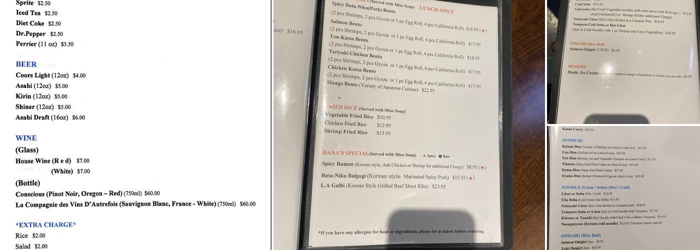 INO Japanese Bistro Menu