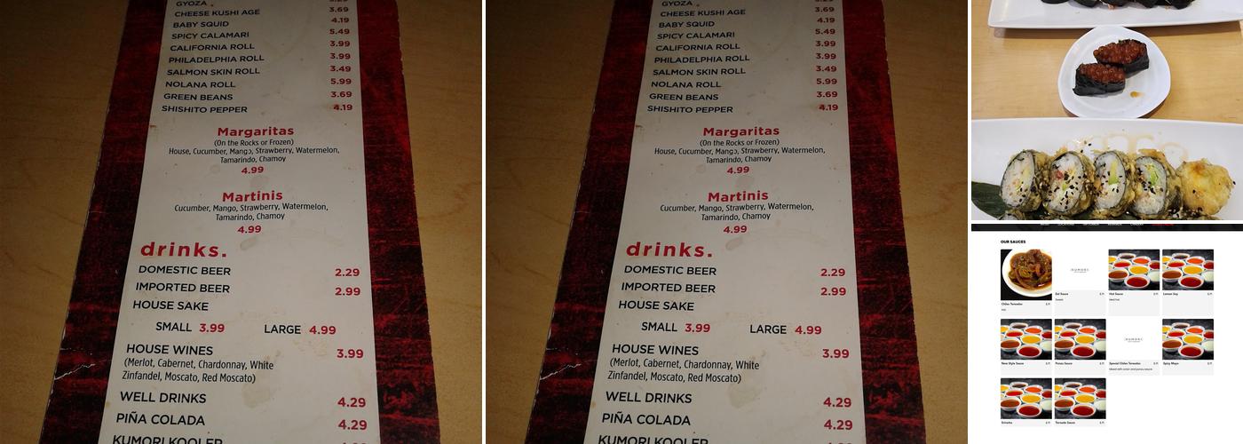 Kumori Sushi & Teppanyaki Uptown Plaza Menu