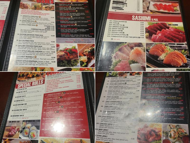 Chiangmai Thai Sushi Menu