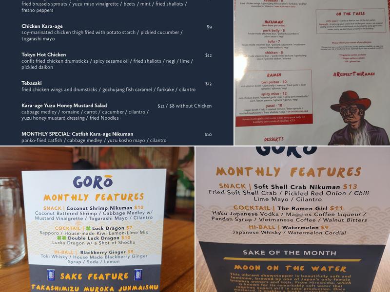 Gorō Ramen Menu