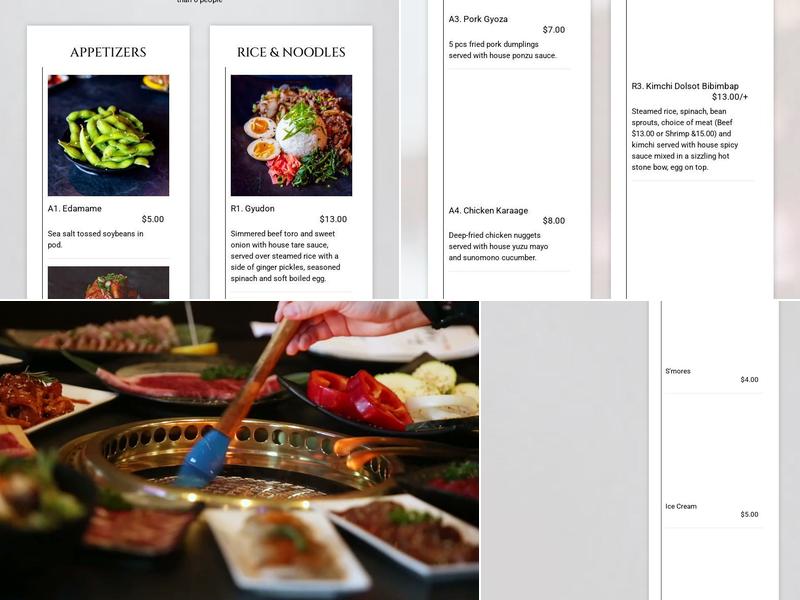 WAGYU Japanese BBQ Menu