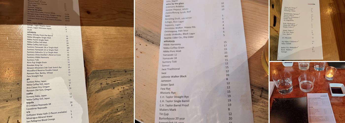 Nimblefish Menu