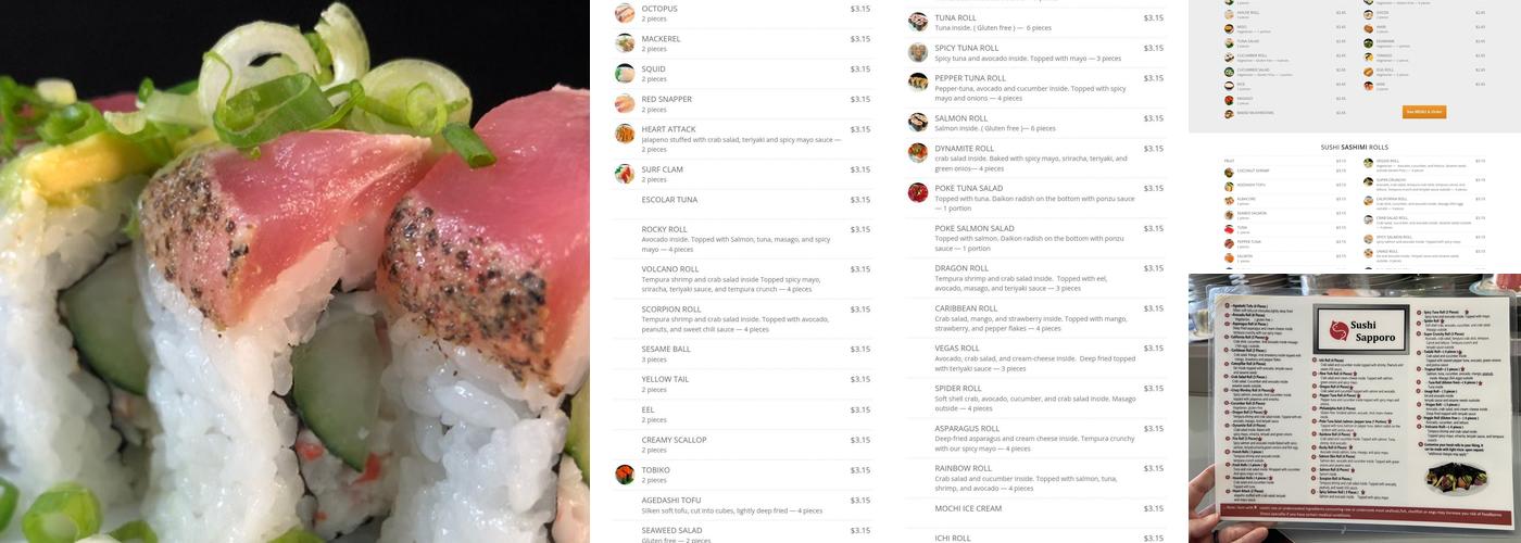 Sushi Sapporo Menu