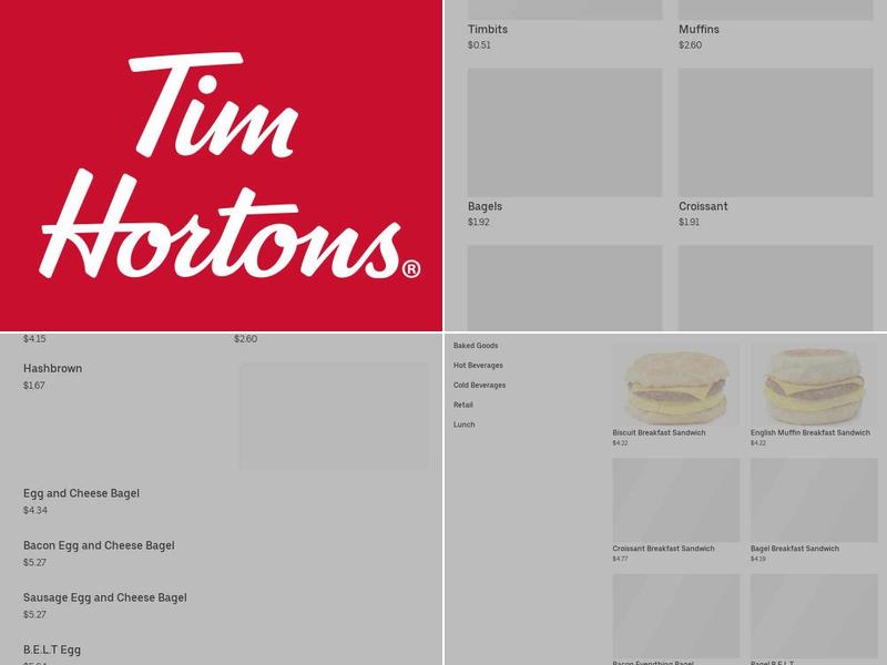 Tim Hortons Menu