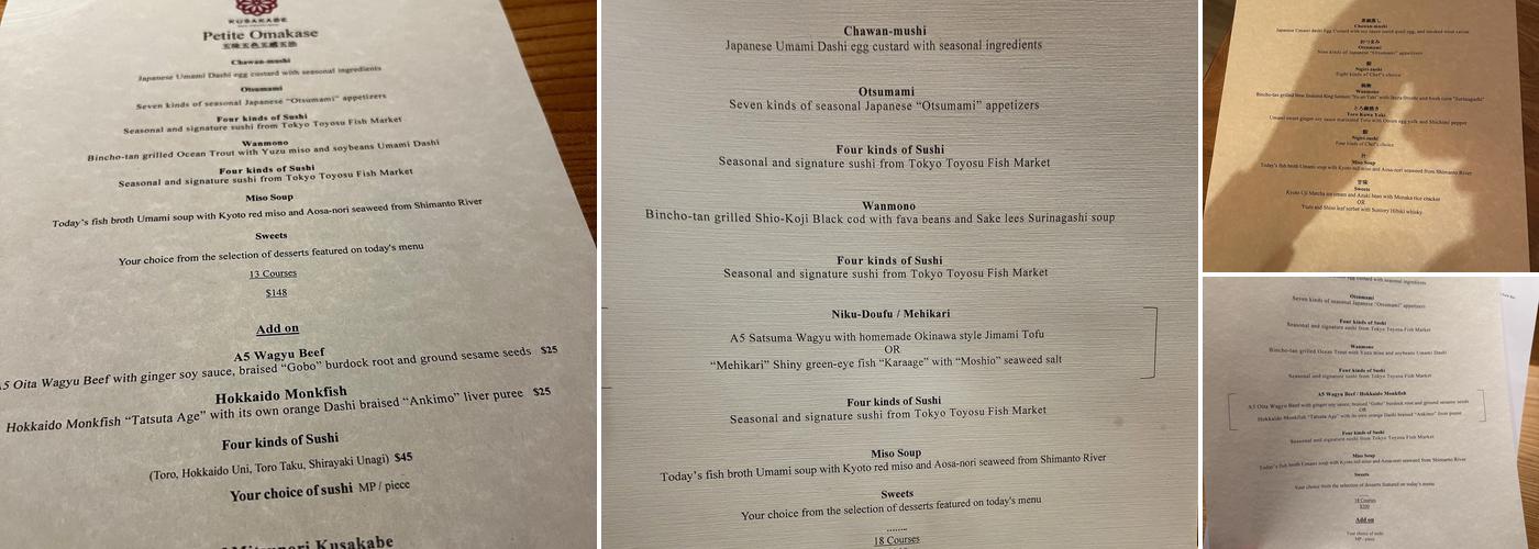 KUSAKABE Menu