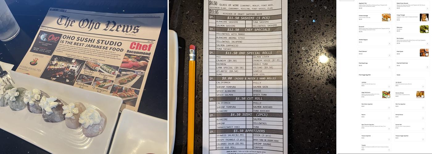OHO Sushi Studio Menu