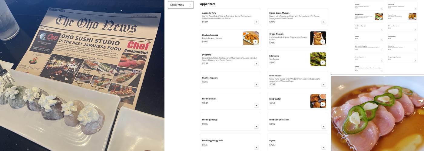 OHO Sushi Studio Menu