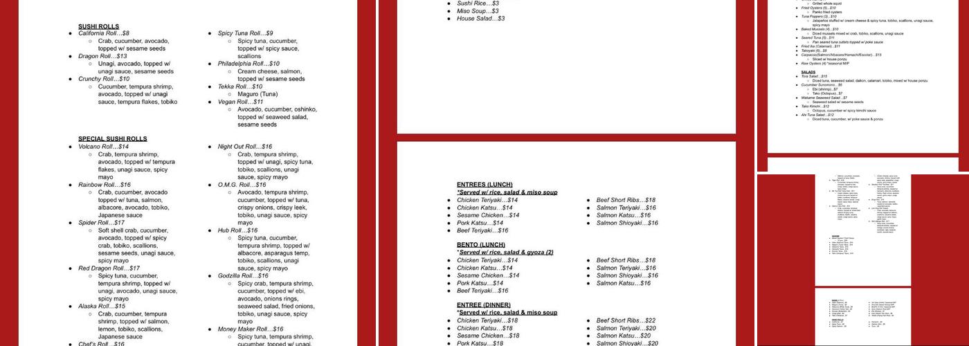 Sushi Hub Menu