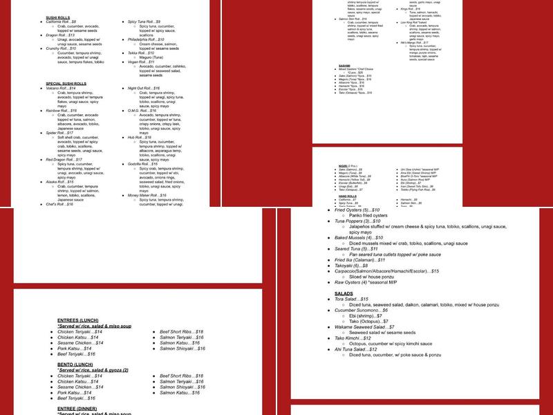 Sushi Hub Menu