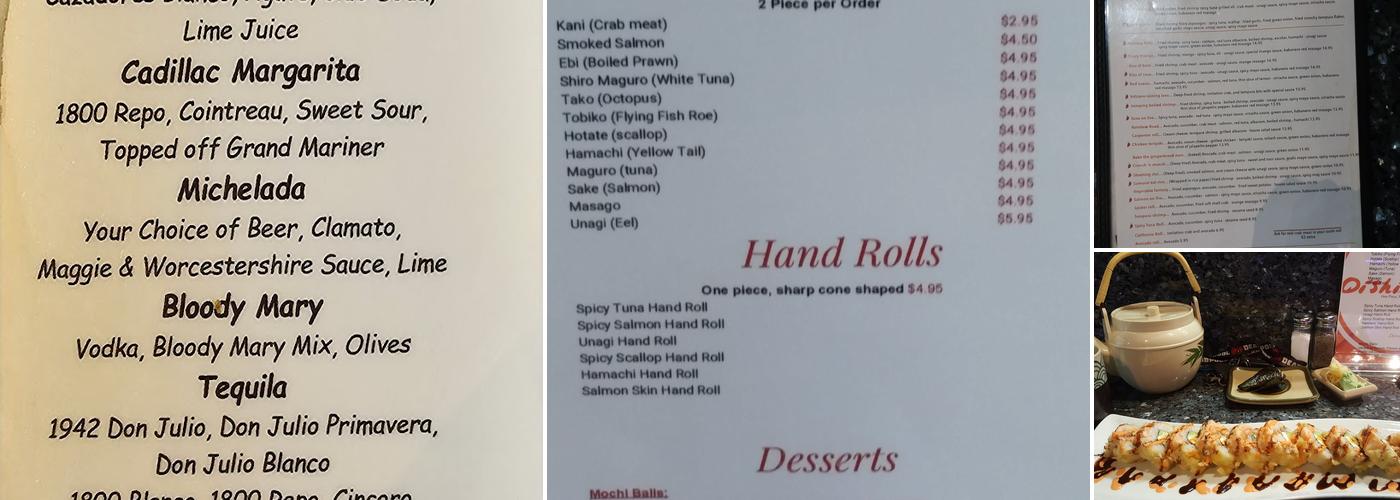 Oishi Teri Sushi Bar Menu
