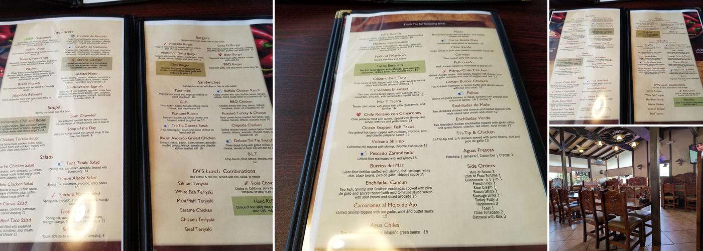 DV'S Mexican Grill Menu