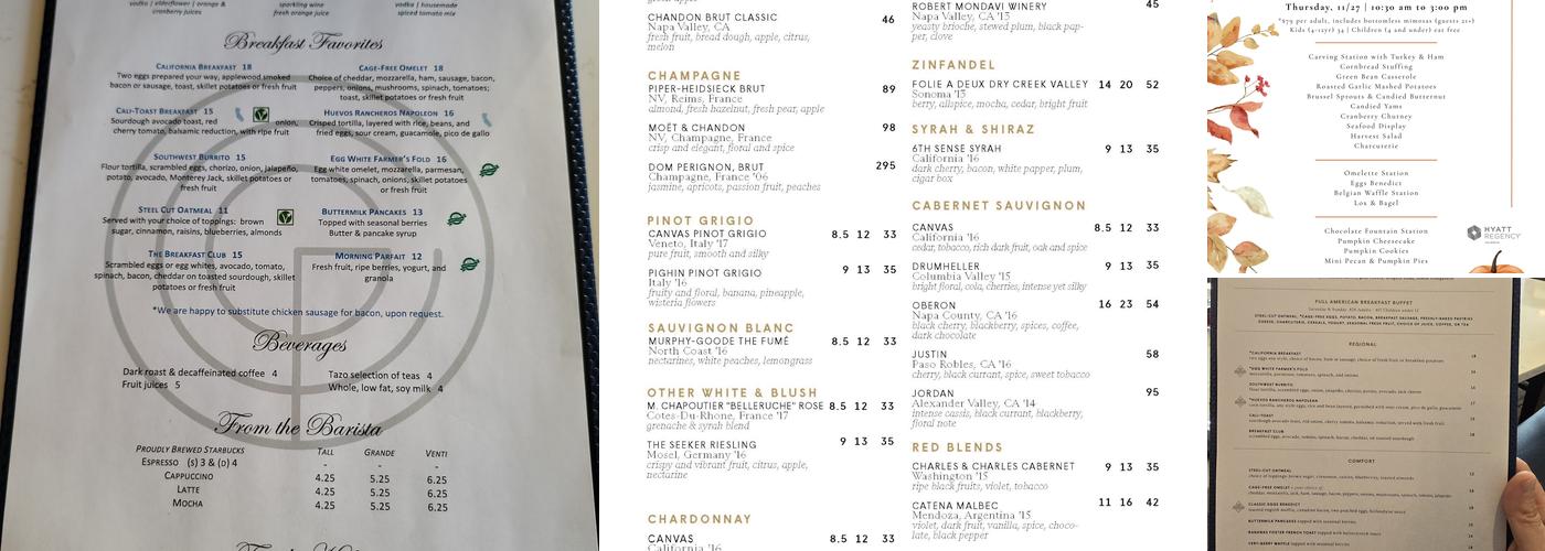Greater Pacific Menu