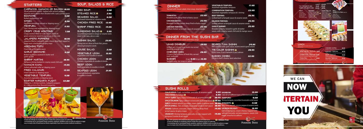Paradise Sushi and Hibachi Menu