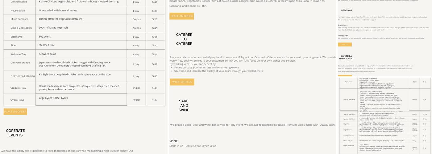 Creative Sushi Catering Menu