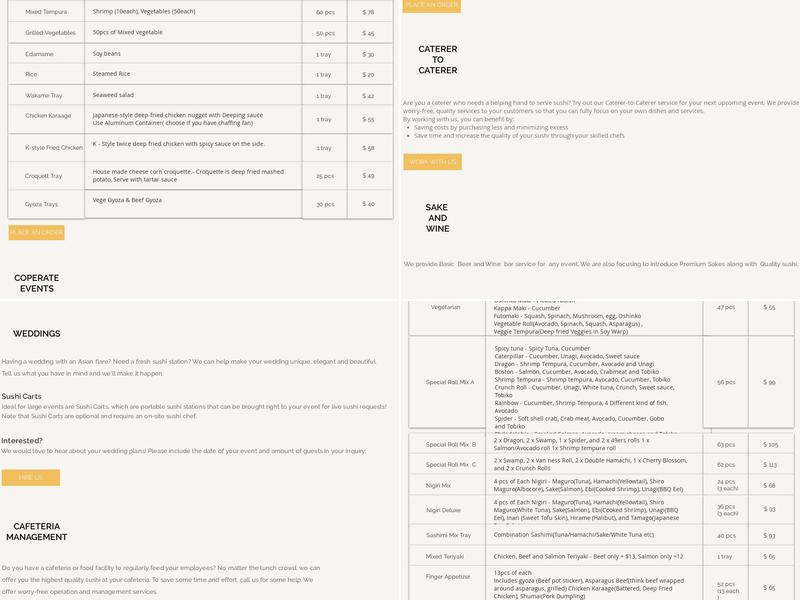 Creative Sushi Catering Menu