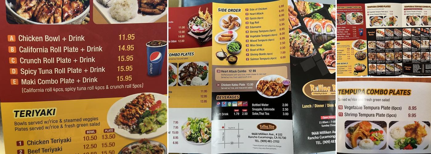 Rolling Rice Menu