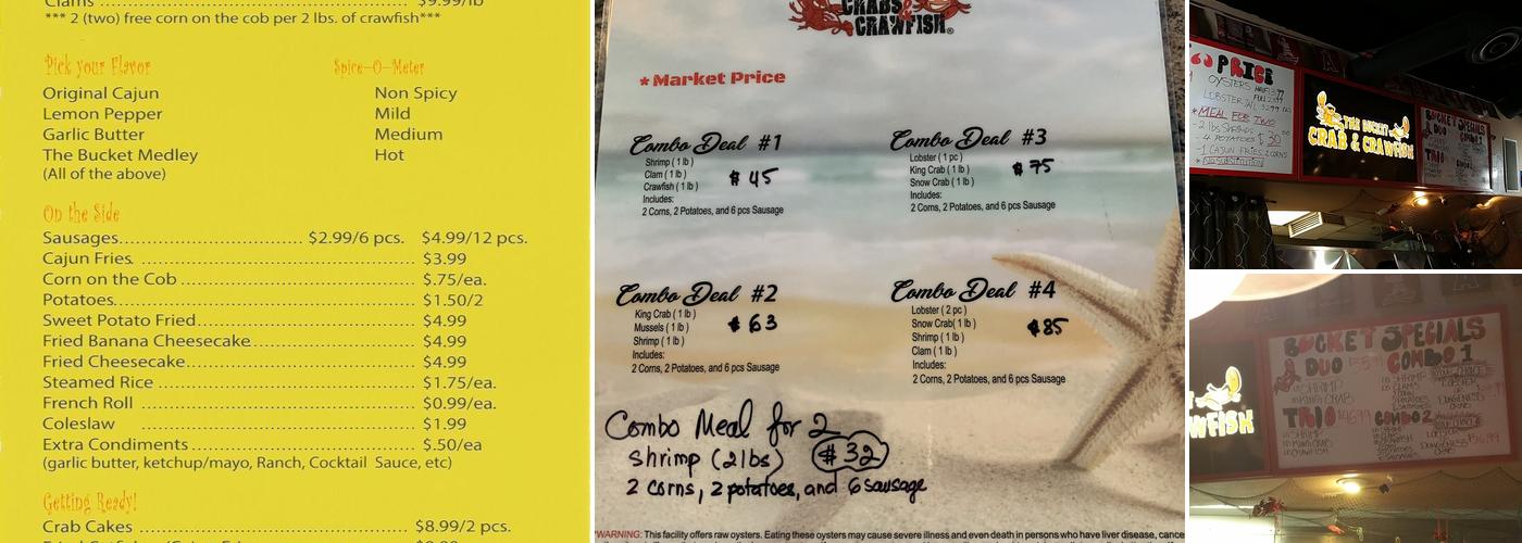 The Bucket Crab & Crawfish Menu