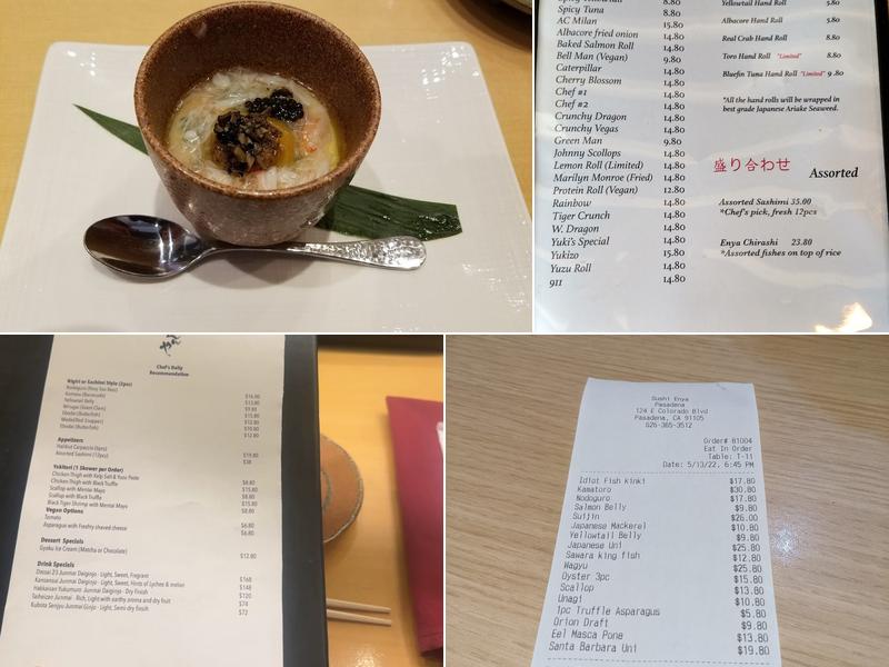 Sushi Enya Pasadena Menu