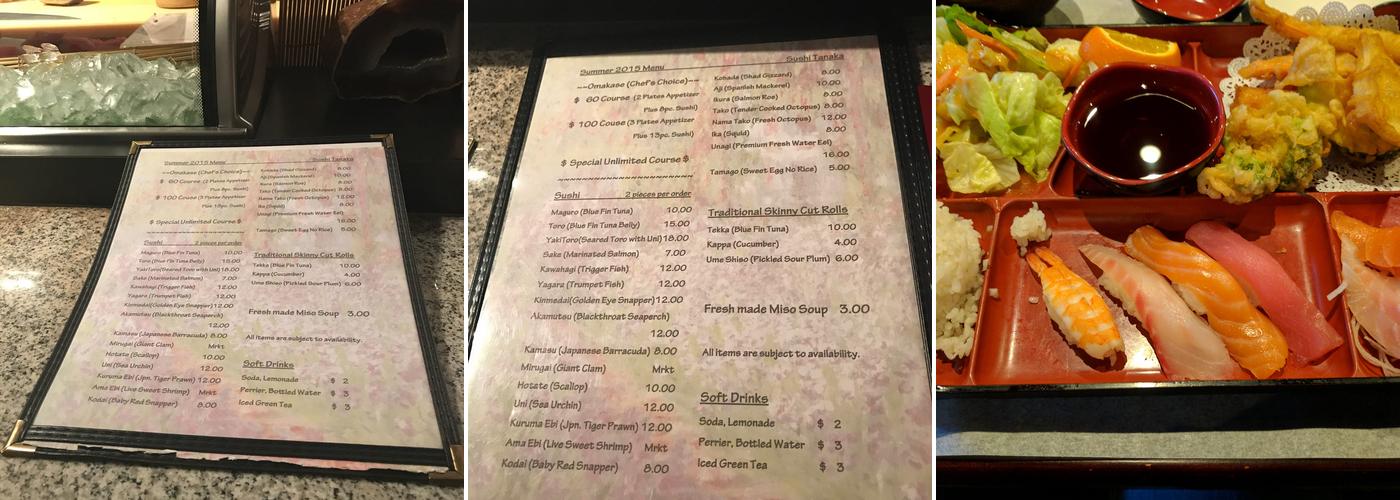 Sushi Tanaka Menu