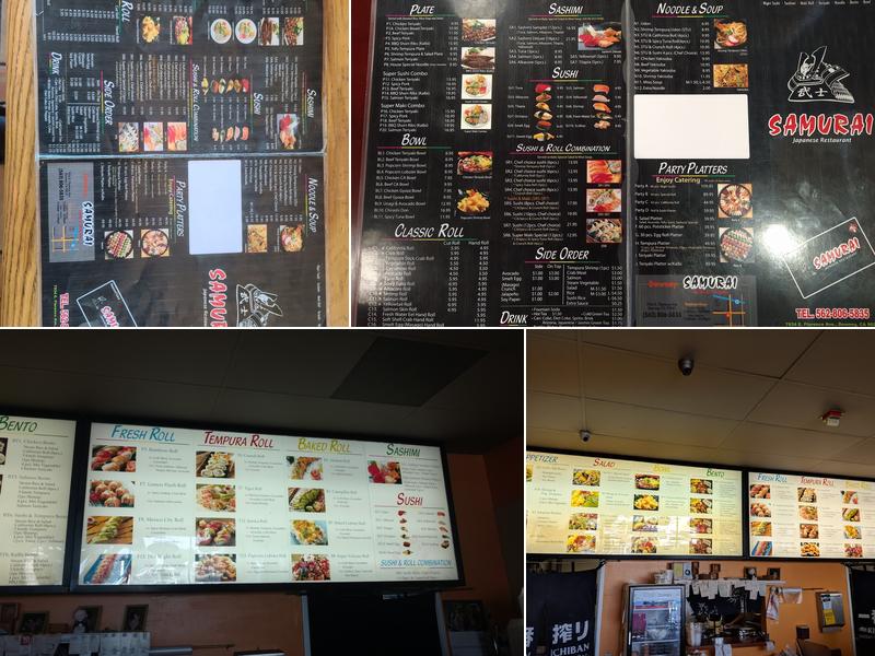 Samurai Sushi Menu